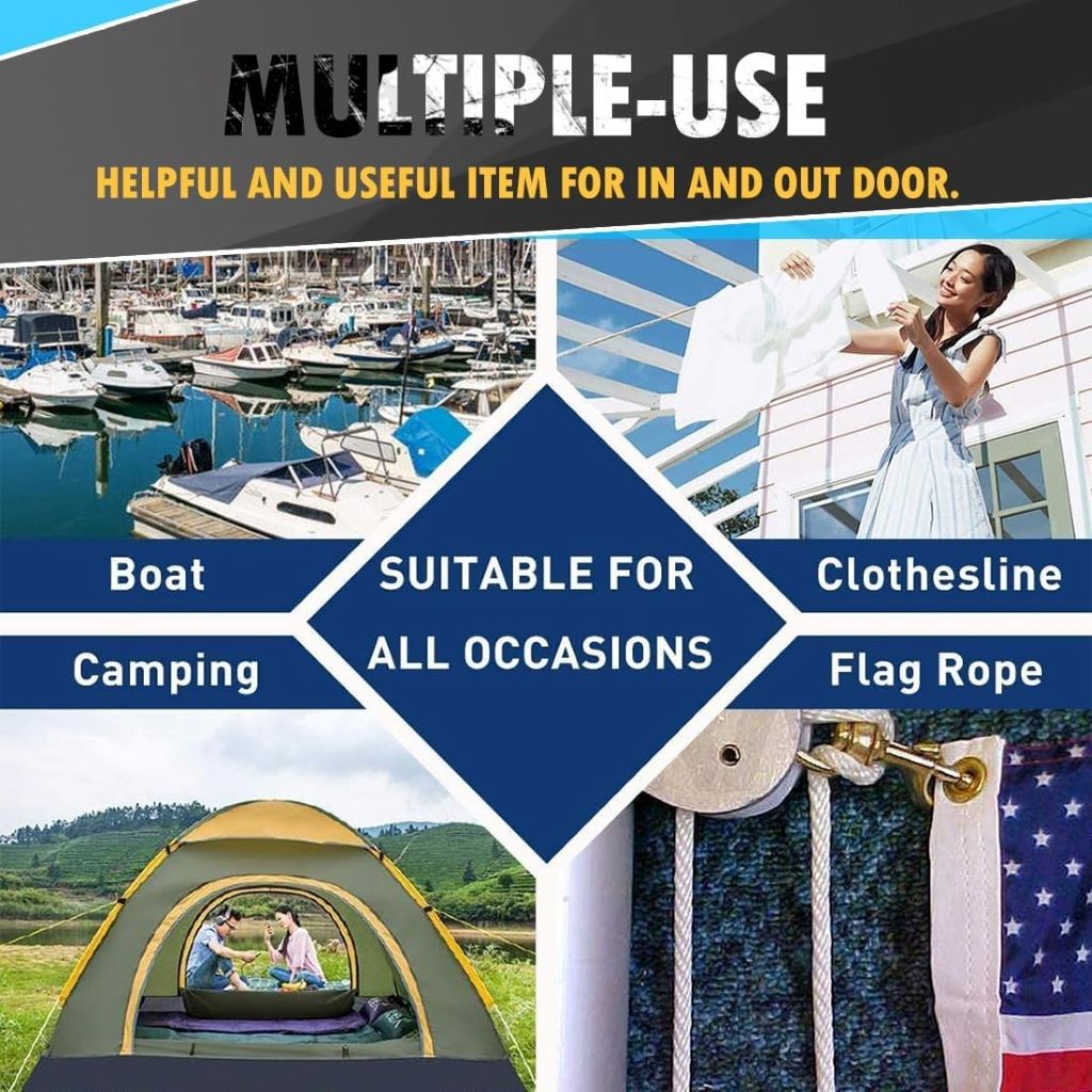 PerkHomy 90 ft 1/4-inch nylon poly rope shown for review of pros, cons, and uses.