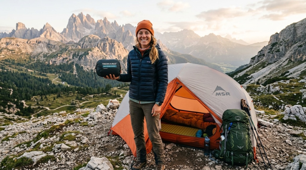 Two camping pillows shown side-by-side: one packed small and one fully inflated.