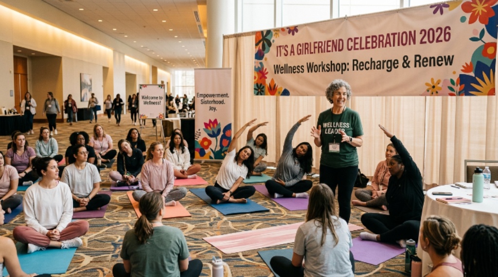 Attendees participating in wellness workshop at It's a Girlfriend Celebration 2026